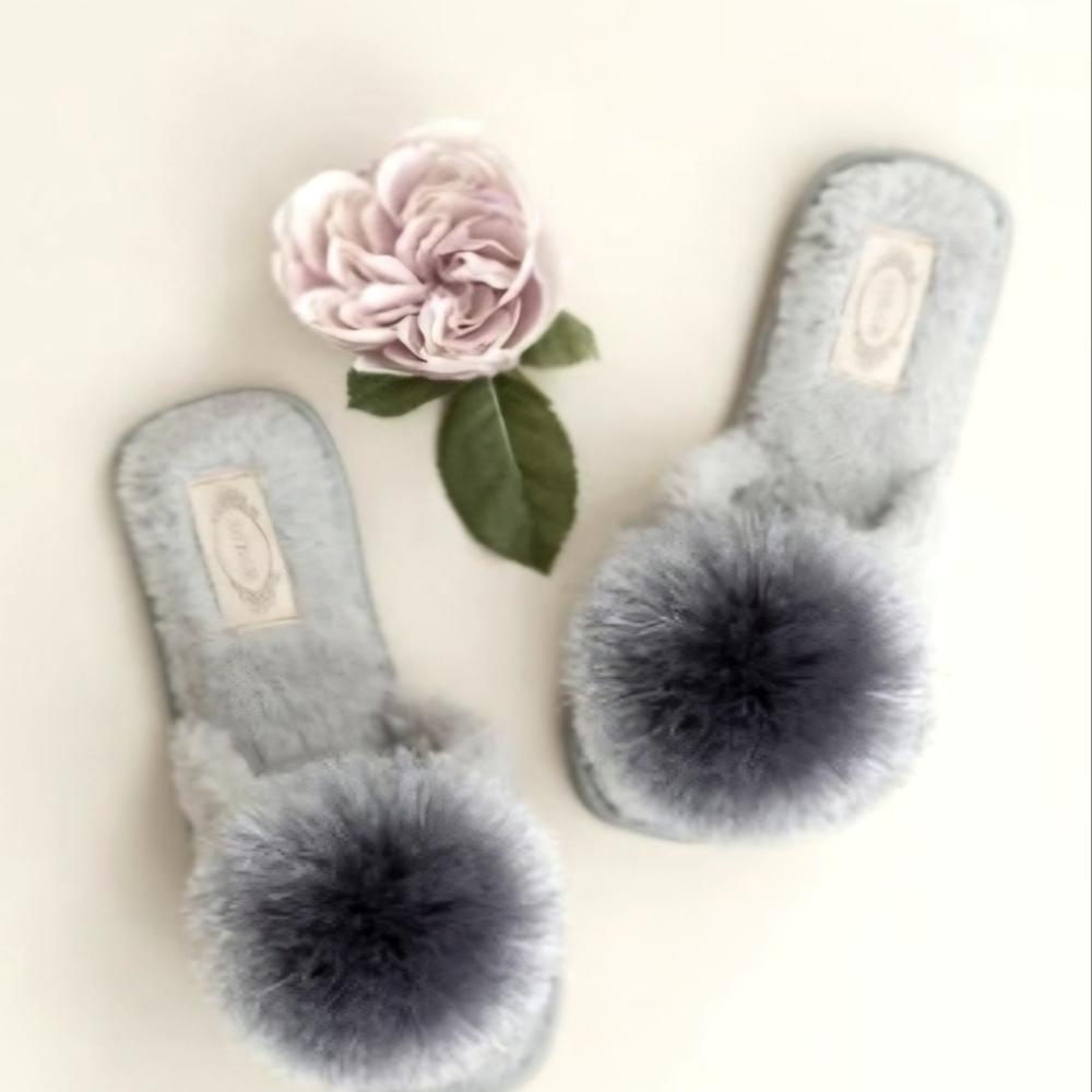 Joyfolie Tia Pom Slippers in Grey